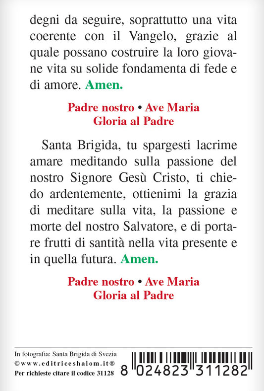 Pieghevole santa Brigida con retro "Supplica a santa Brigida"