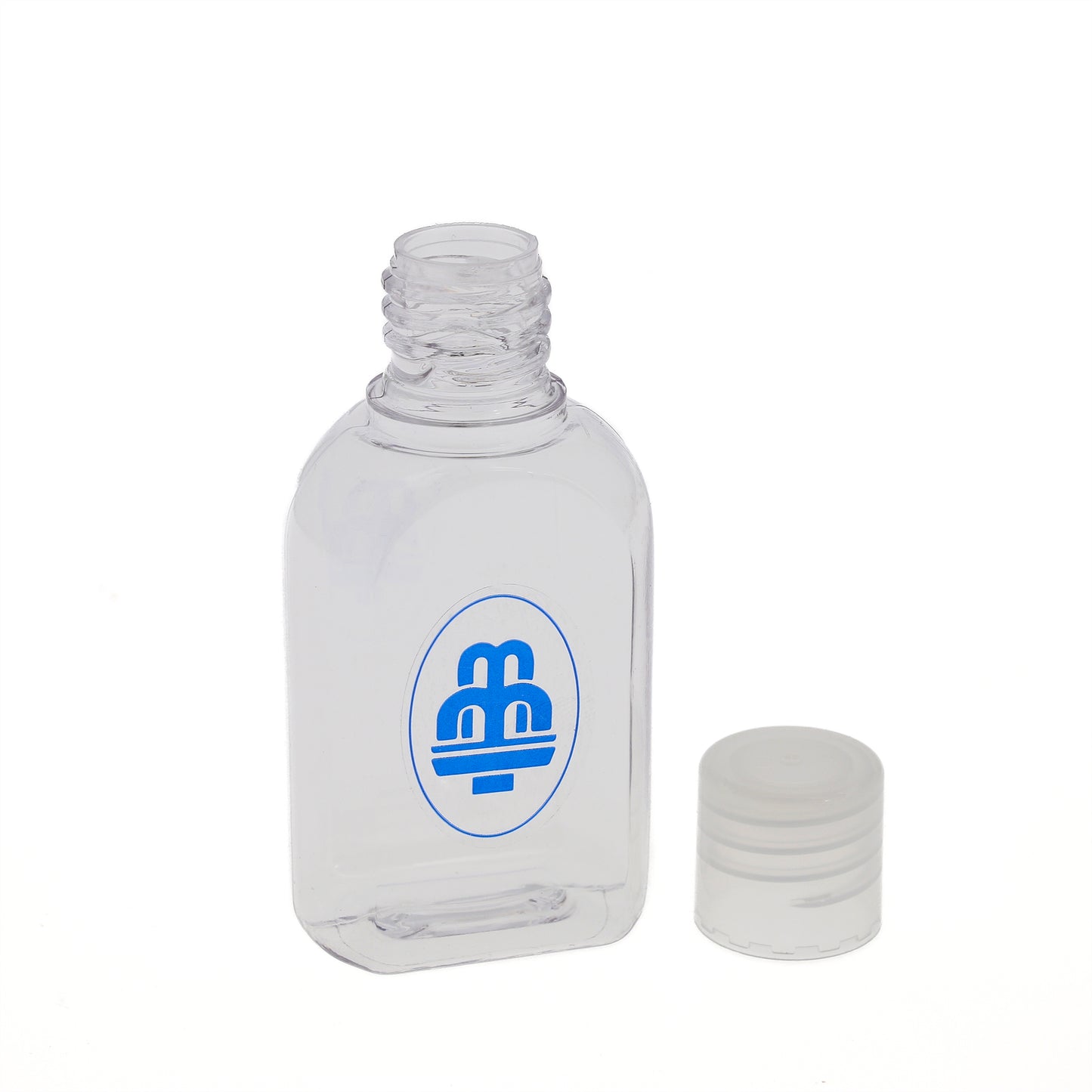 Bottiglietta per acqua benedetta da 50 ml in plastica, con adesivo. Dimensioni 8x4,4 cm