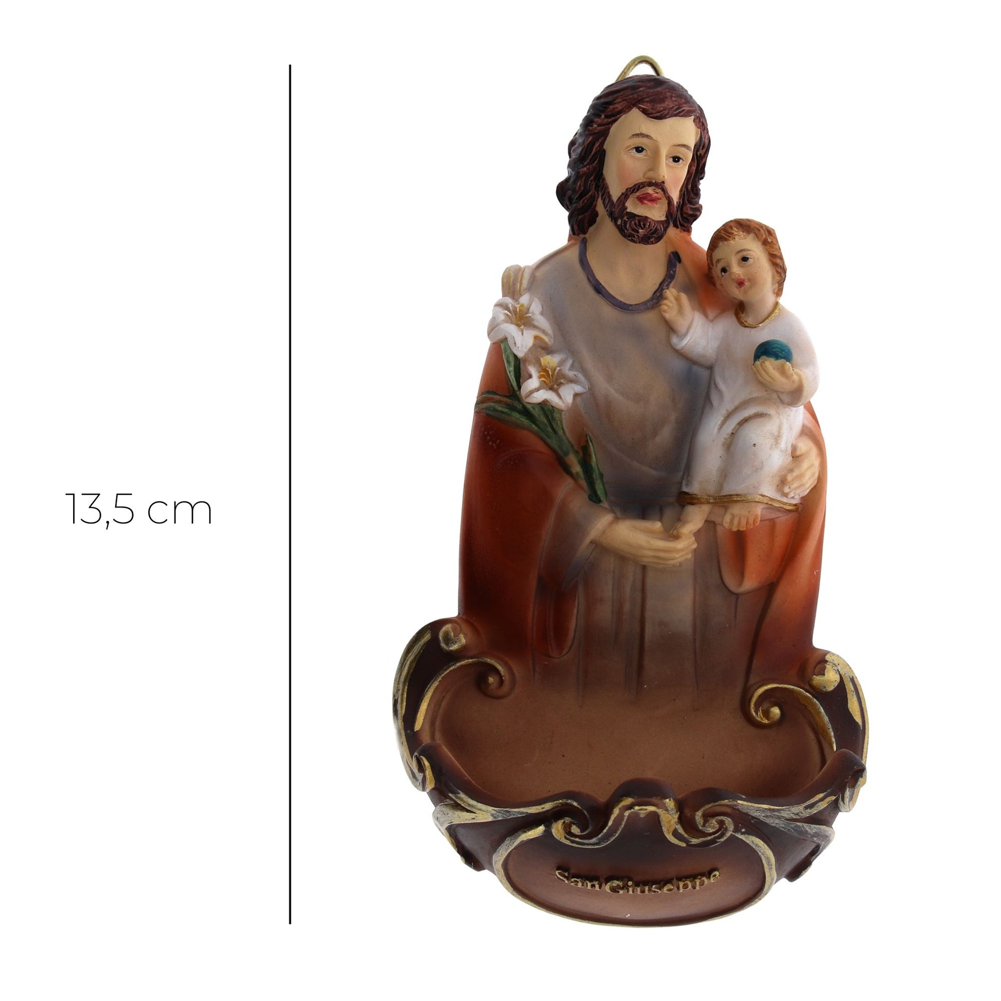 Acquasantiera in resina h. 13,5 cm