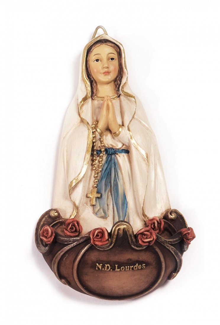 Acquasantiera in resina h. 13,5 cm