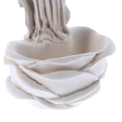 Acquasantiera Madonna Immacolata, in resina bianca. Altezza 15 cm