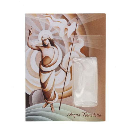 Acqua Benedetta, con boccetta e santino del Cristo Risorto Dimensioni 8,5x12 cm