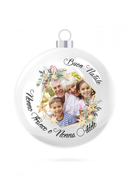 Pallina di Natale in porcellana bianca da personalizzare. Diametro 8 cm