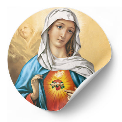 Adesivo Sacro Cuore di Maria. Diametro 8,5 cm