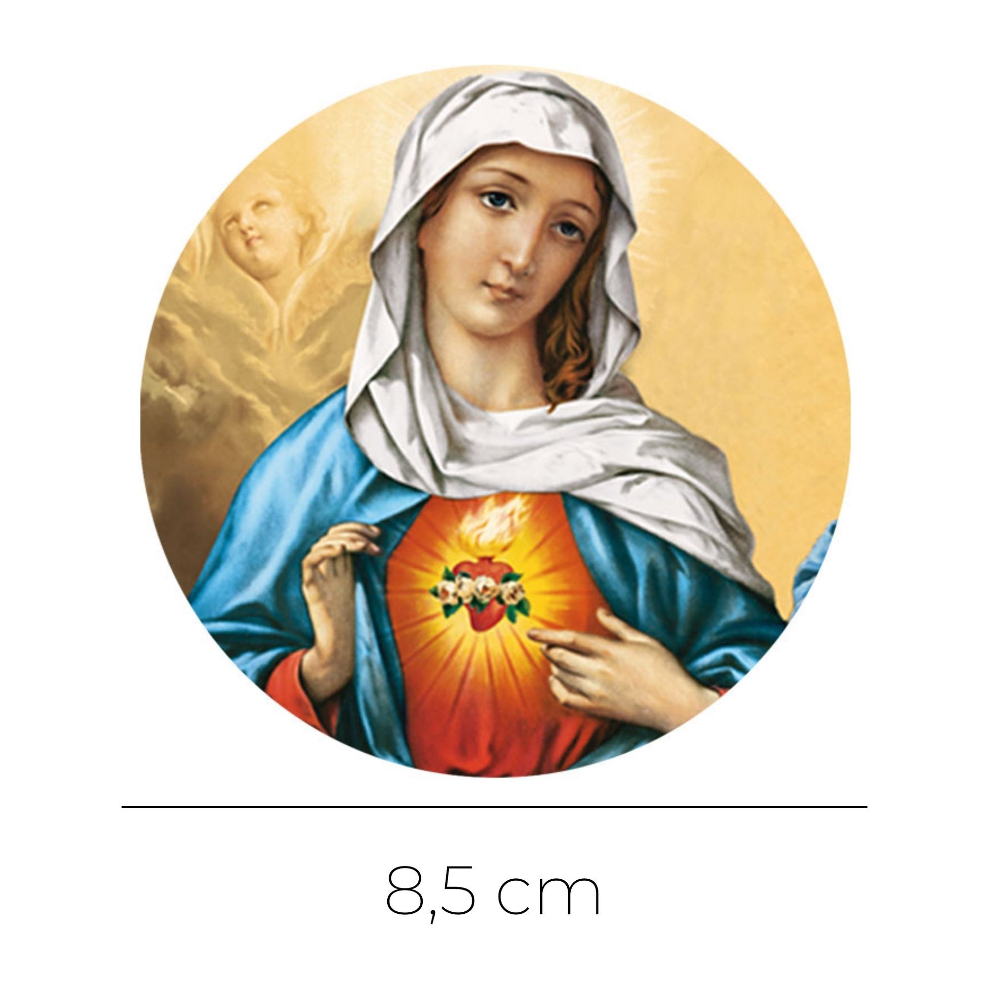 Adesivo Sacro Cuore di Maria. Diametro 8,5 cm