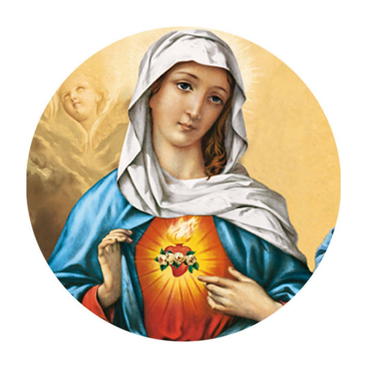 Adesivo Sacro Cuore di Maria. Diametro 8,5 cm