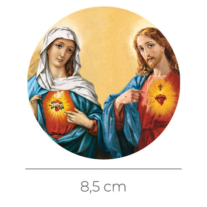 Adesivo sacri cuori con angeli. Diametro 8,5 cm