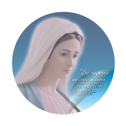 Vetrofania Vergine Maria profilo con la scritta "Se sapessi quanto ti amo..."
