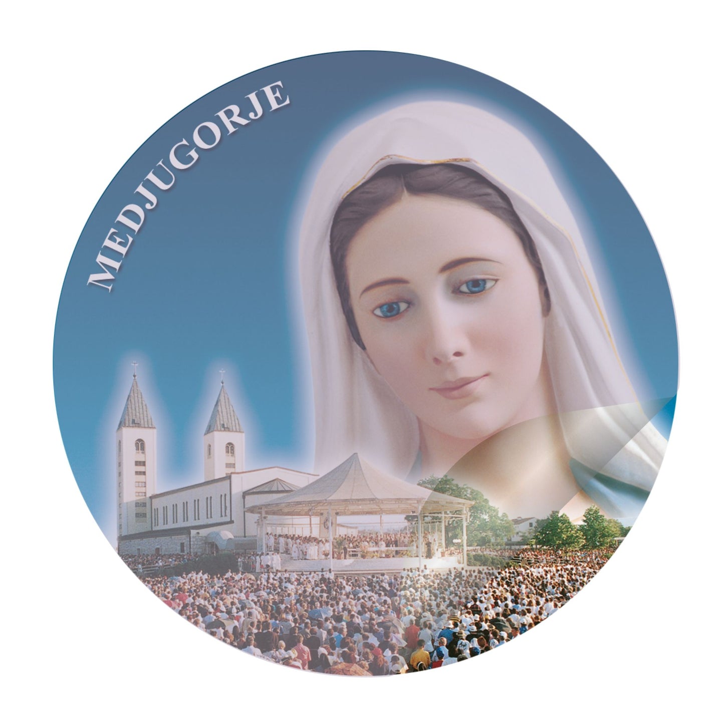 Vetrofania Medjugorje chiesa e volto Madonna