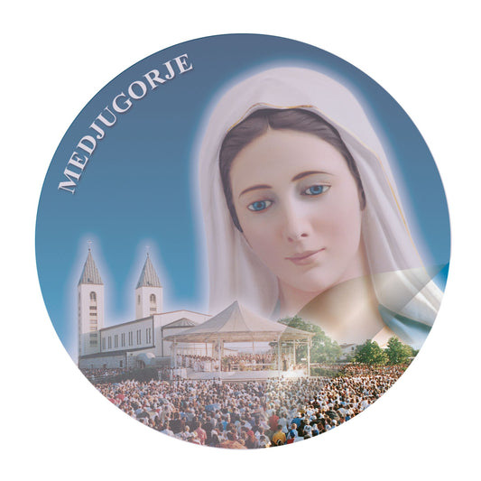 Vetrofania Medjugorje chiesa e volto Madonna