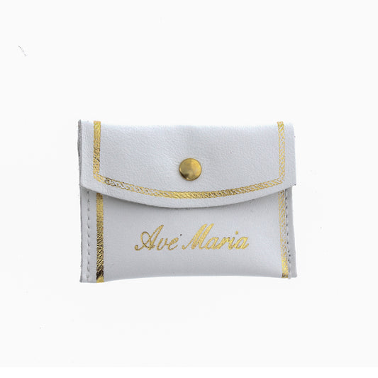 Portacorona in pelle con la scritta "Ave Maria"