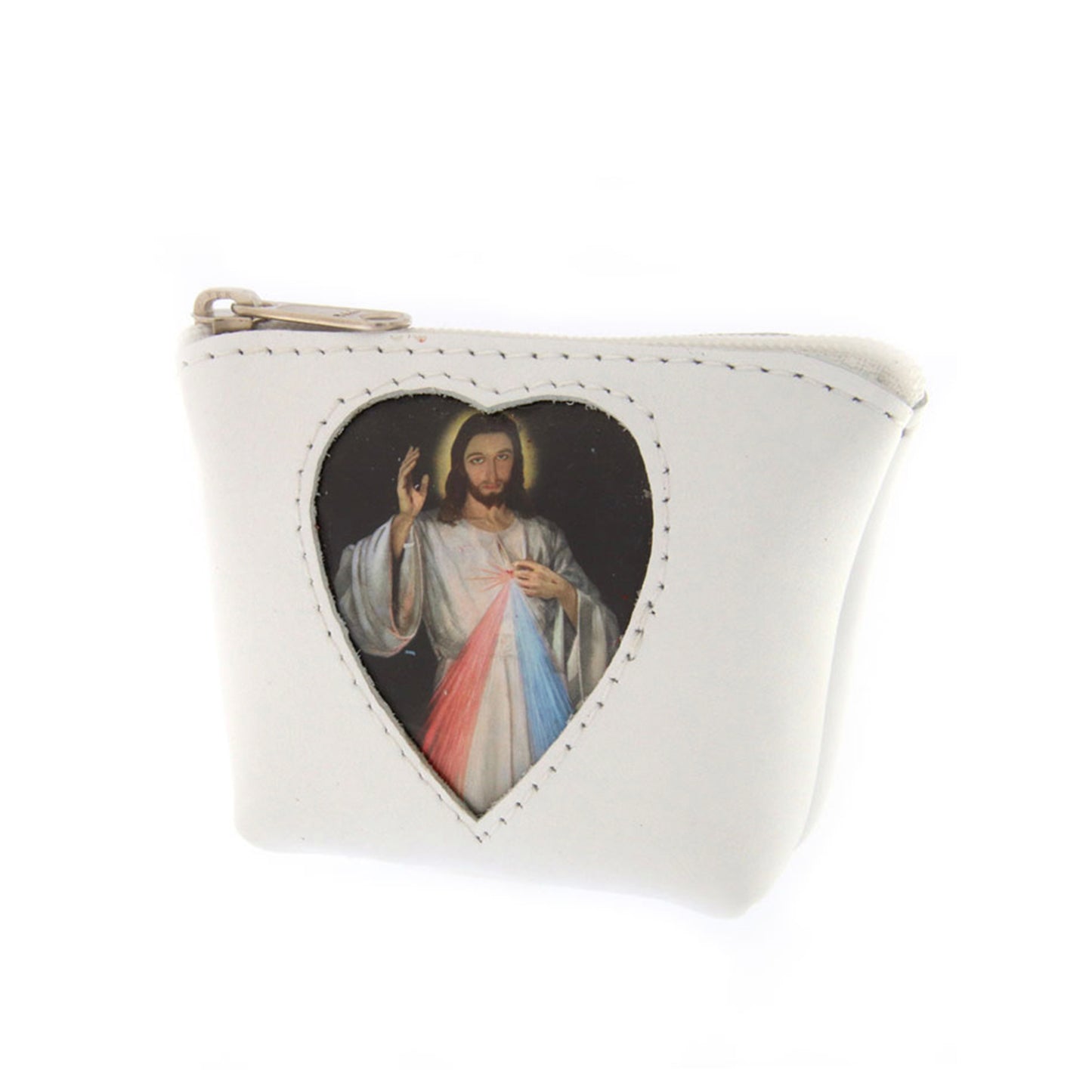 Portarosario in pelle con tasca porta immagine