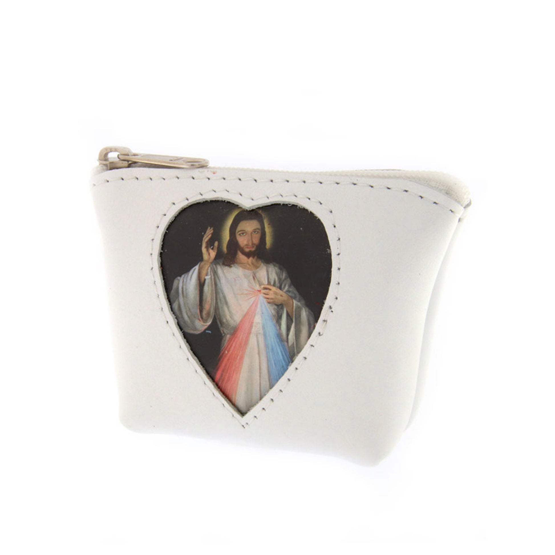 Portarosario in pelle con tasca porta immagine