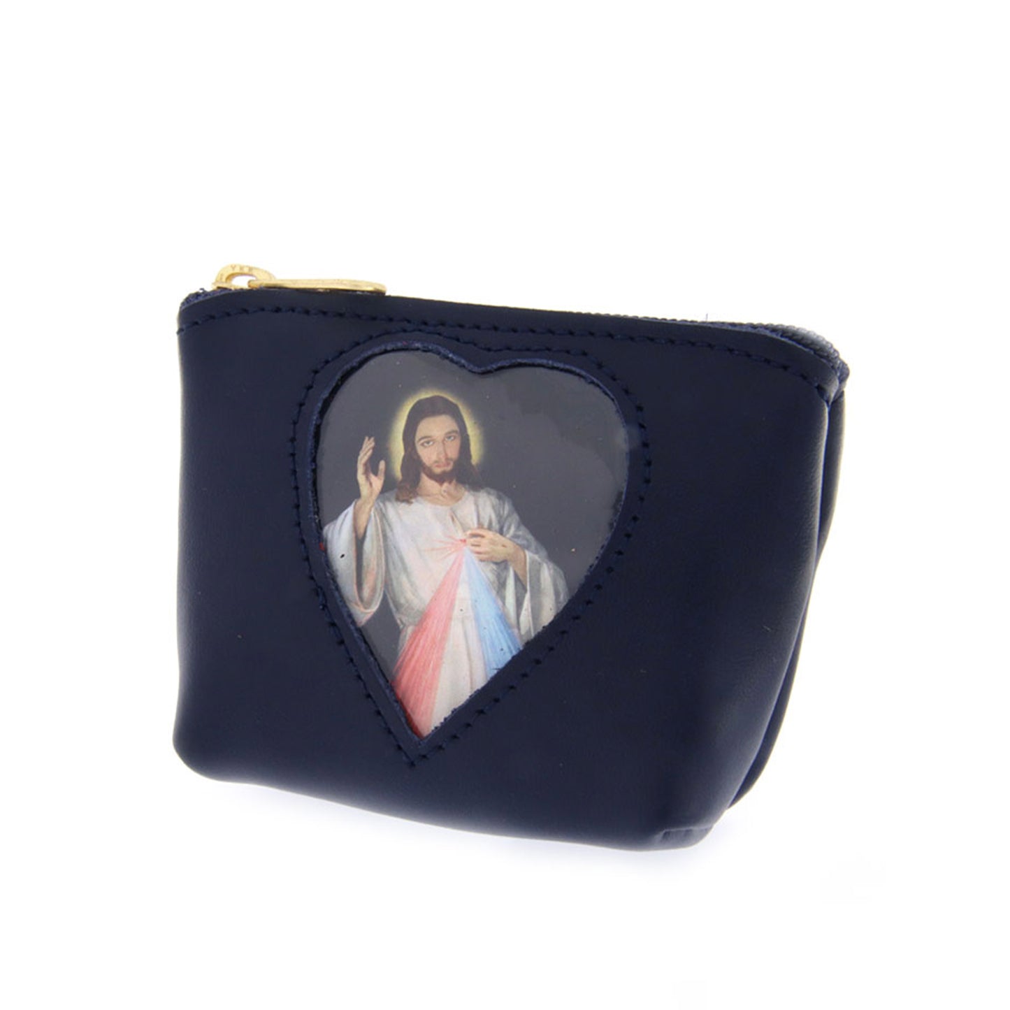 Portarosario in pelle con tasca porta immagine