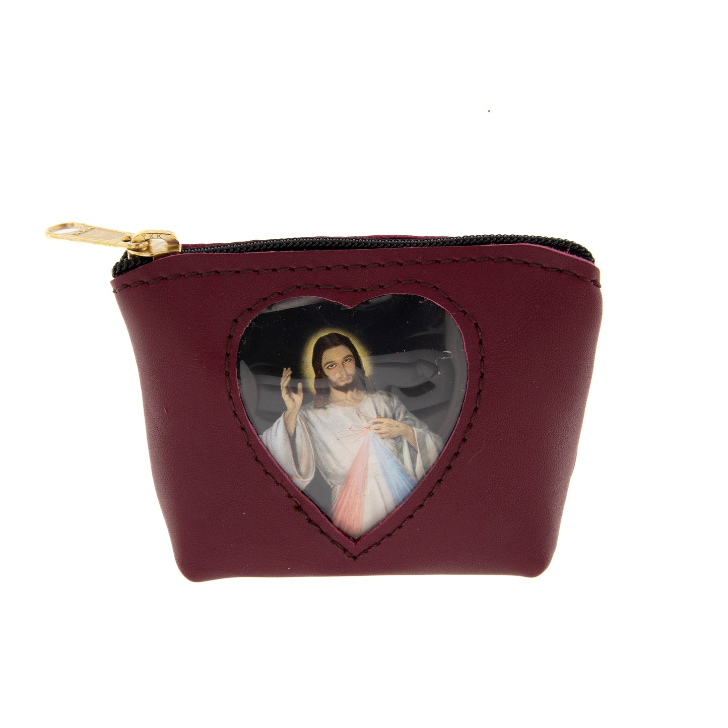 Portarosario in pelle con tasca porta immagine