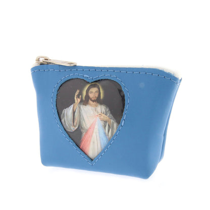Portarosario in pelle con tasca porta immagine