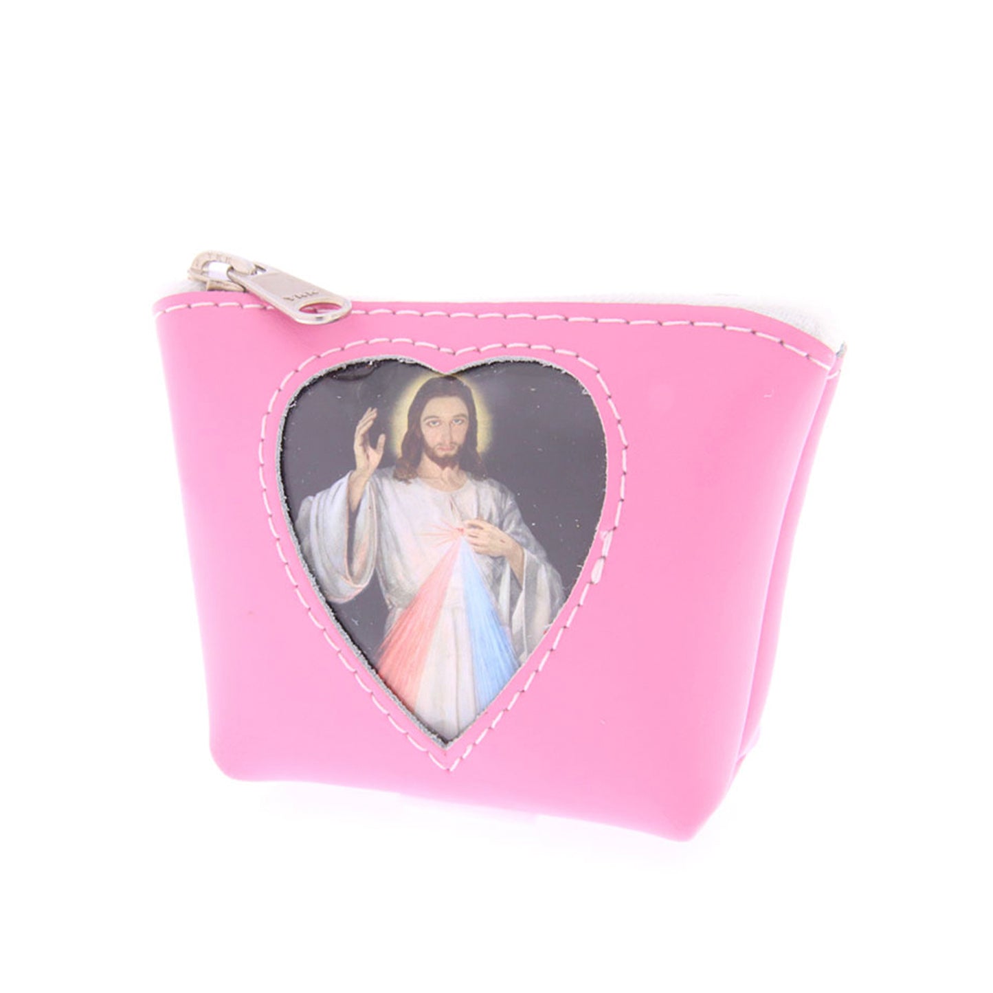 Portarosario in pelle con tasca porta immagine