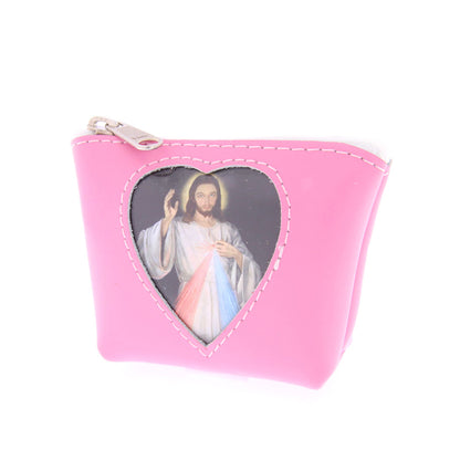 Portarosario in pelle con tasca porta immagine