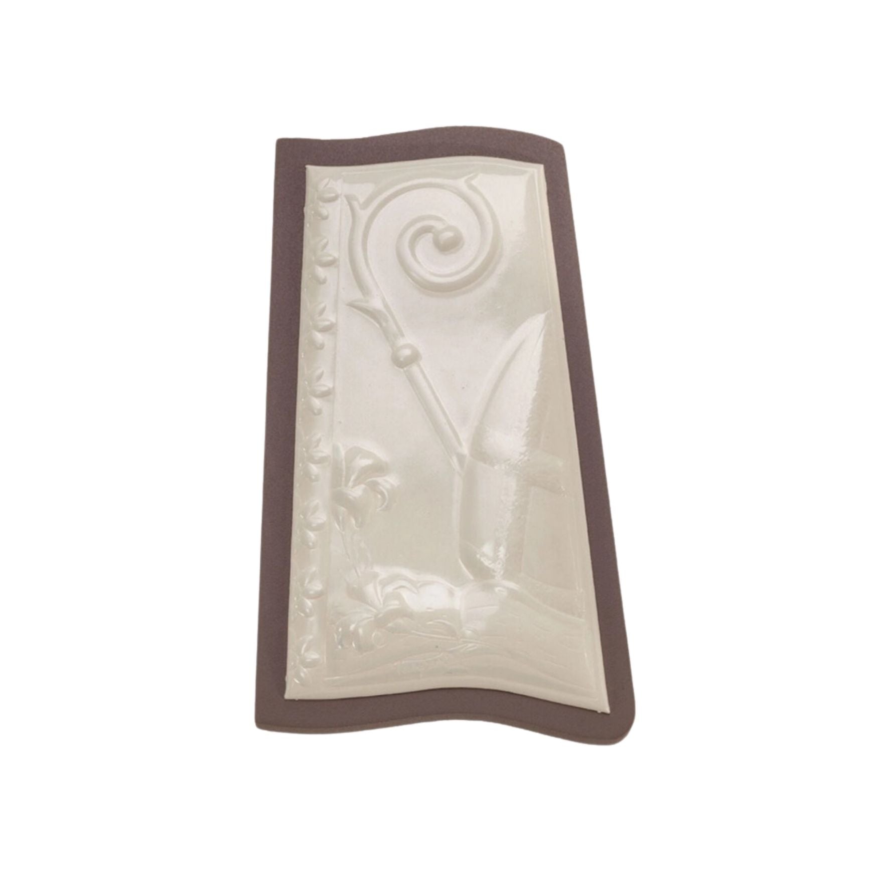 Quadro tegola in legno, raffigurazione su madreperla. Dimensioni 3,5x6 cm

