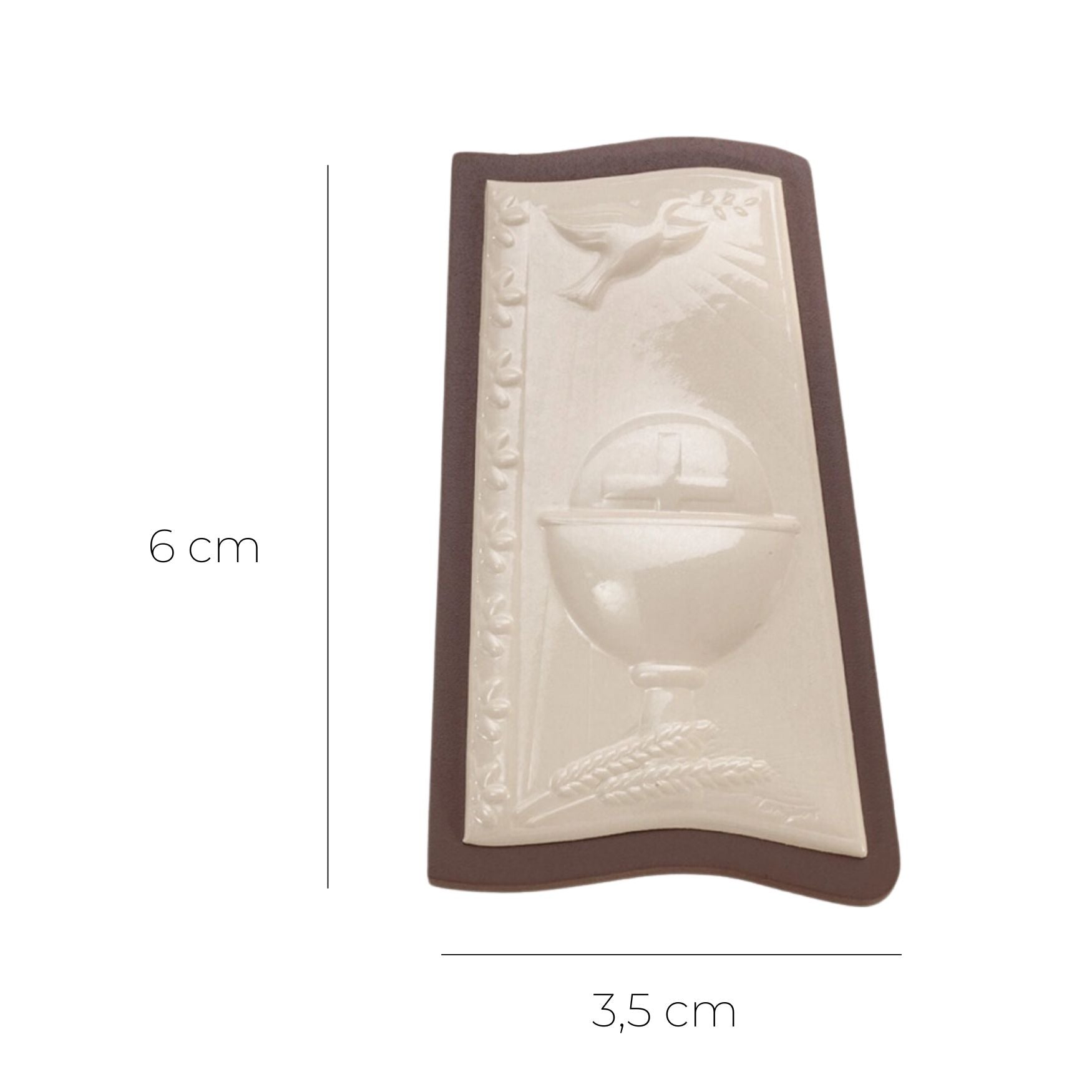 Quadro tegola in legno, raffigurazione su madreperla. Dimensioni 3,5x6 cm
