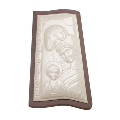 Quadro tegola in legno, raffigurazioni in madreperla. Dimensioni 9x13 cm
