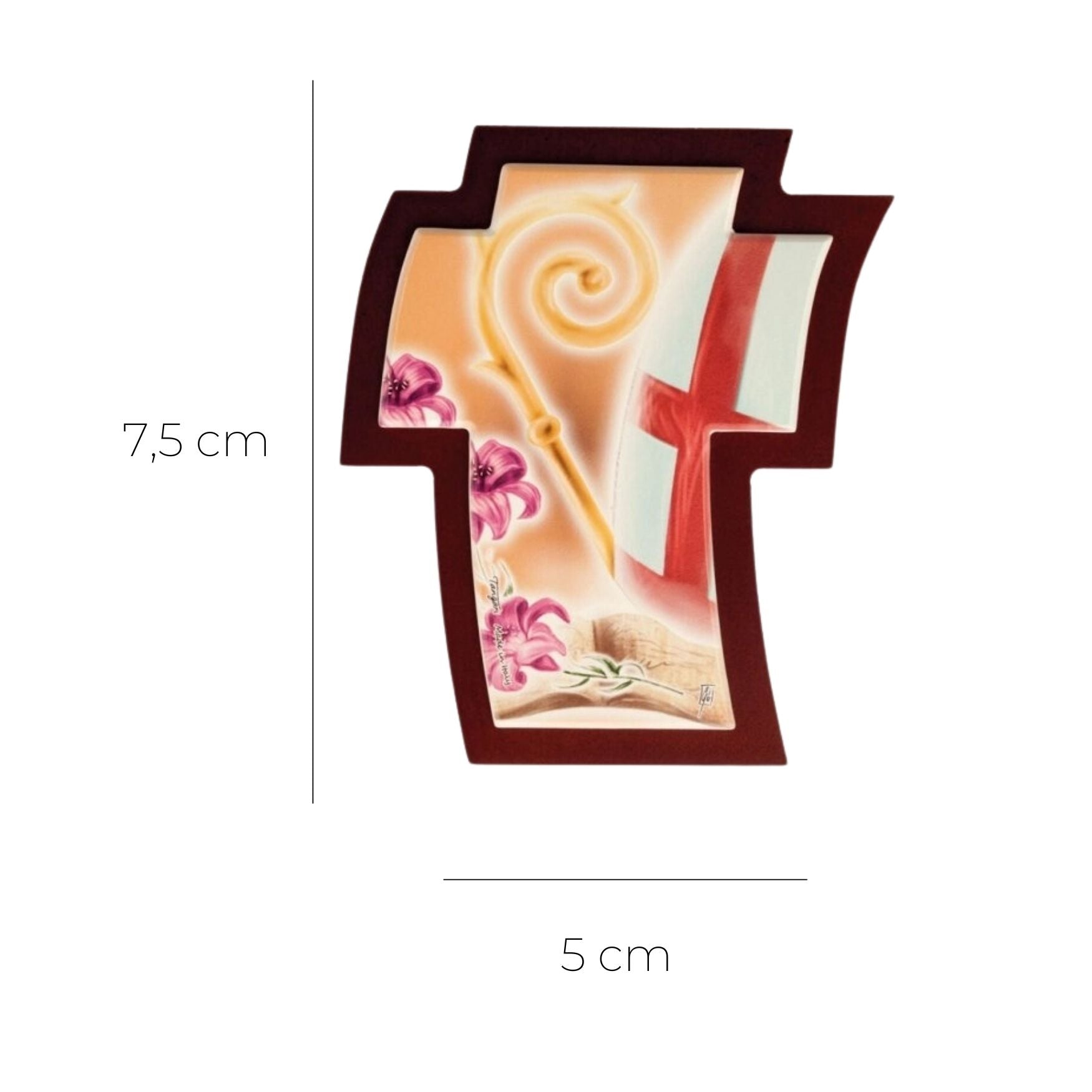 Quadro icona croce dipinta, in legno. Dimensioni 6x7,5 cm

