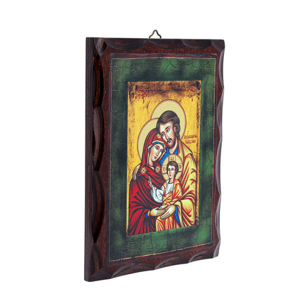 Icona Sacra Famiglia stampata su legno 16,5x22 cm
