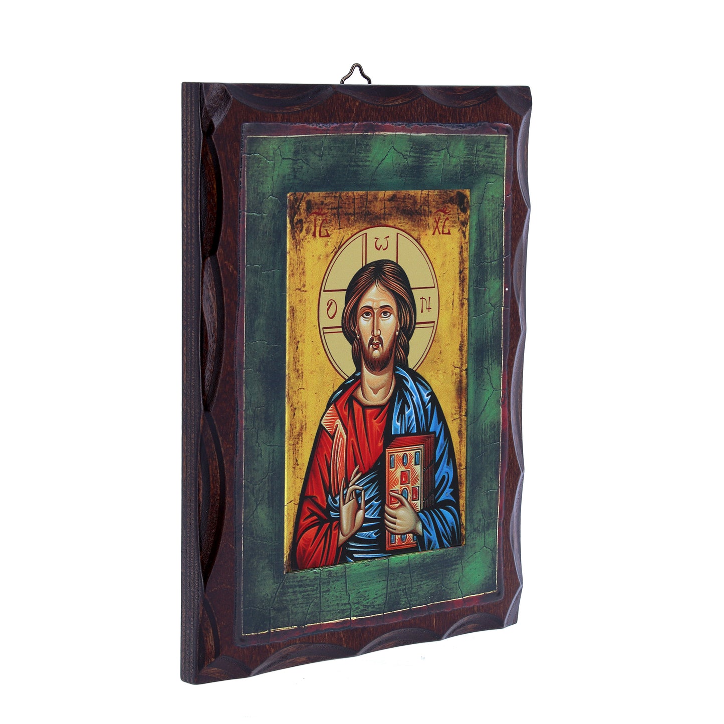 Icona Cristo Pantocratore stampata su legno 16,5x22 cm
