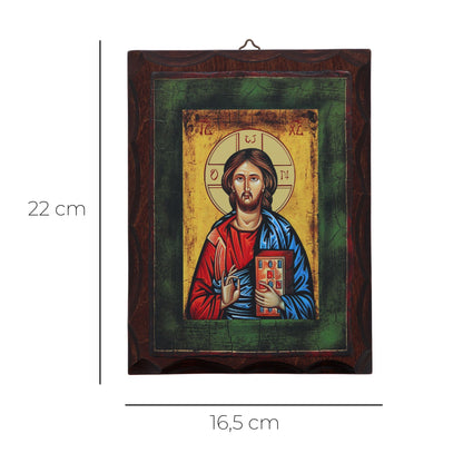 Icona Cristo Pantocratore stampata su legno 16,5x22 cm
