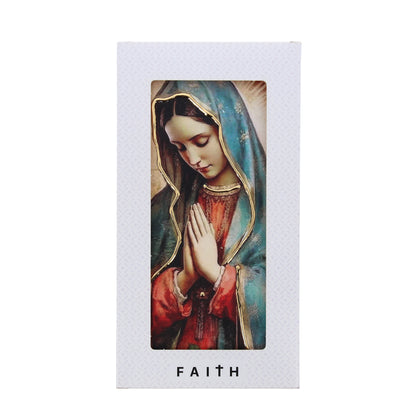 Quadro in legno Madonna di Guadalupe con dettagli dorati. Dimensione 9x18 cm