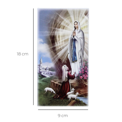 Quadro in legno Madonna di Lourdes con dettagli argentati. Dimensione 9x18 cm