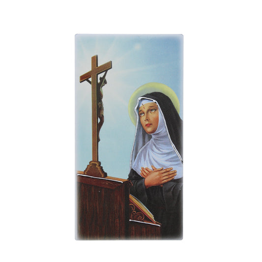 Quadro in legno Santa Rita con dettagli argentati. Dimensione 9x18 cm