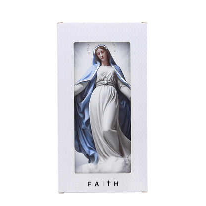 Quadro in legno Madonna Immacolata con dettagli argentati. Dimensione 9x18 cm