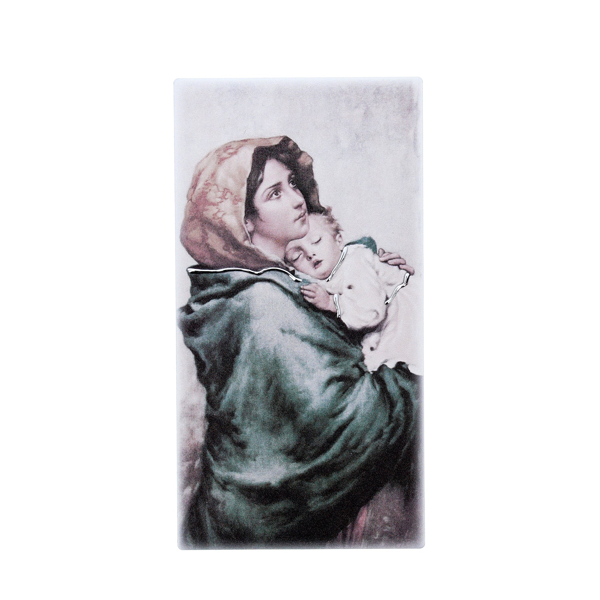 Quadro in legno Madonna del Ferruzzi con dettagli argentati. Dimensione 9x18 cm
