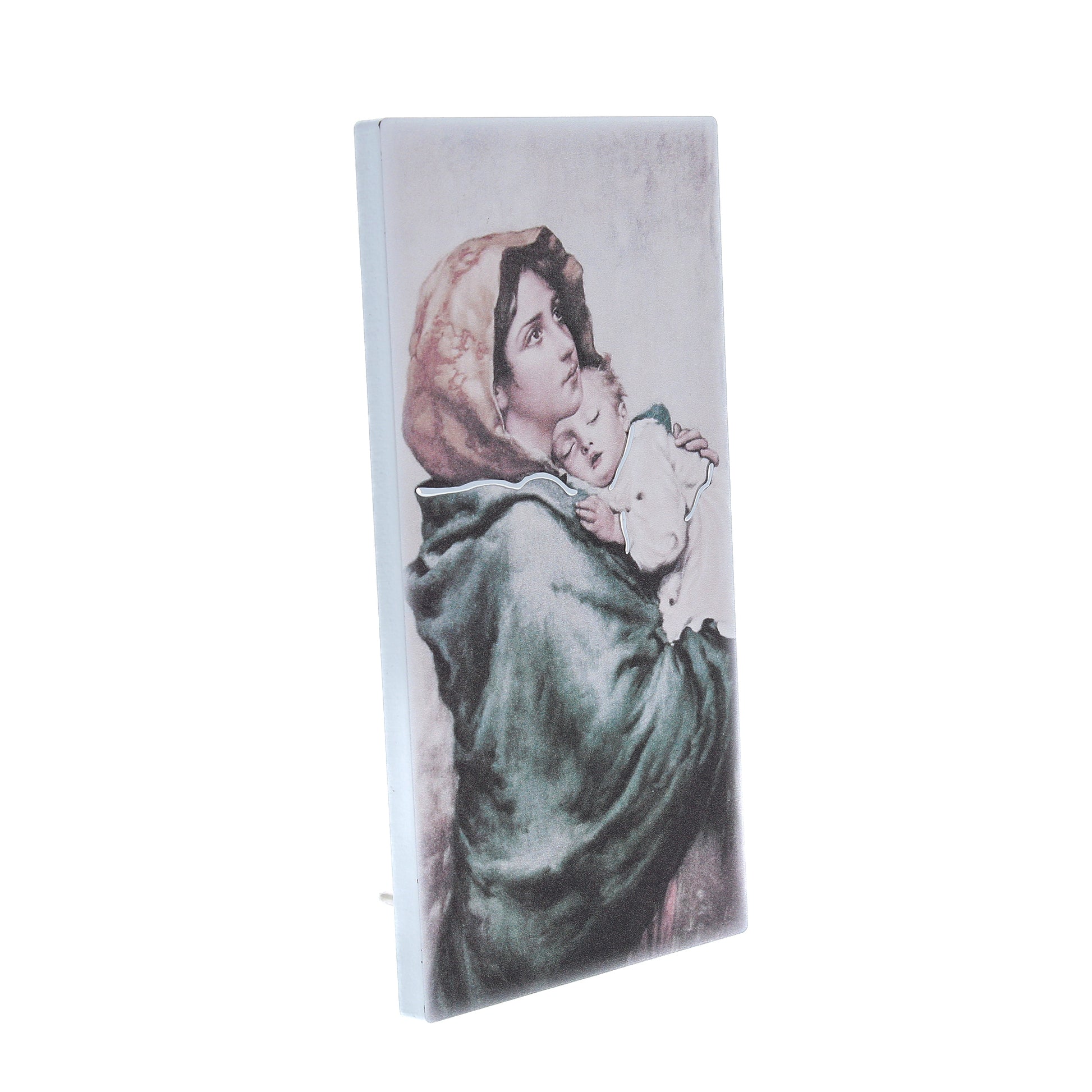 Quadro in legno Madonna del Ferruzzi con dettagli argentati. Dimensione 9x18 cm