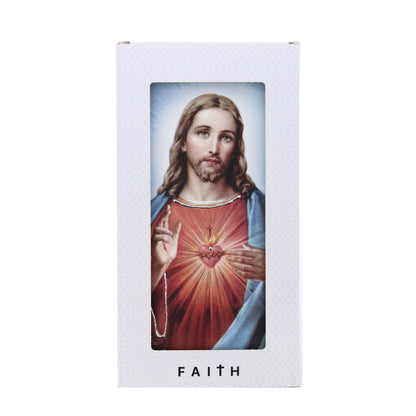 Quadro in legno Sacro cuore di Gesù con dettagli argentati. Dimensione 9x18 cm