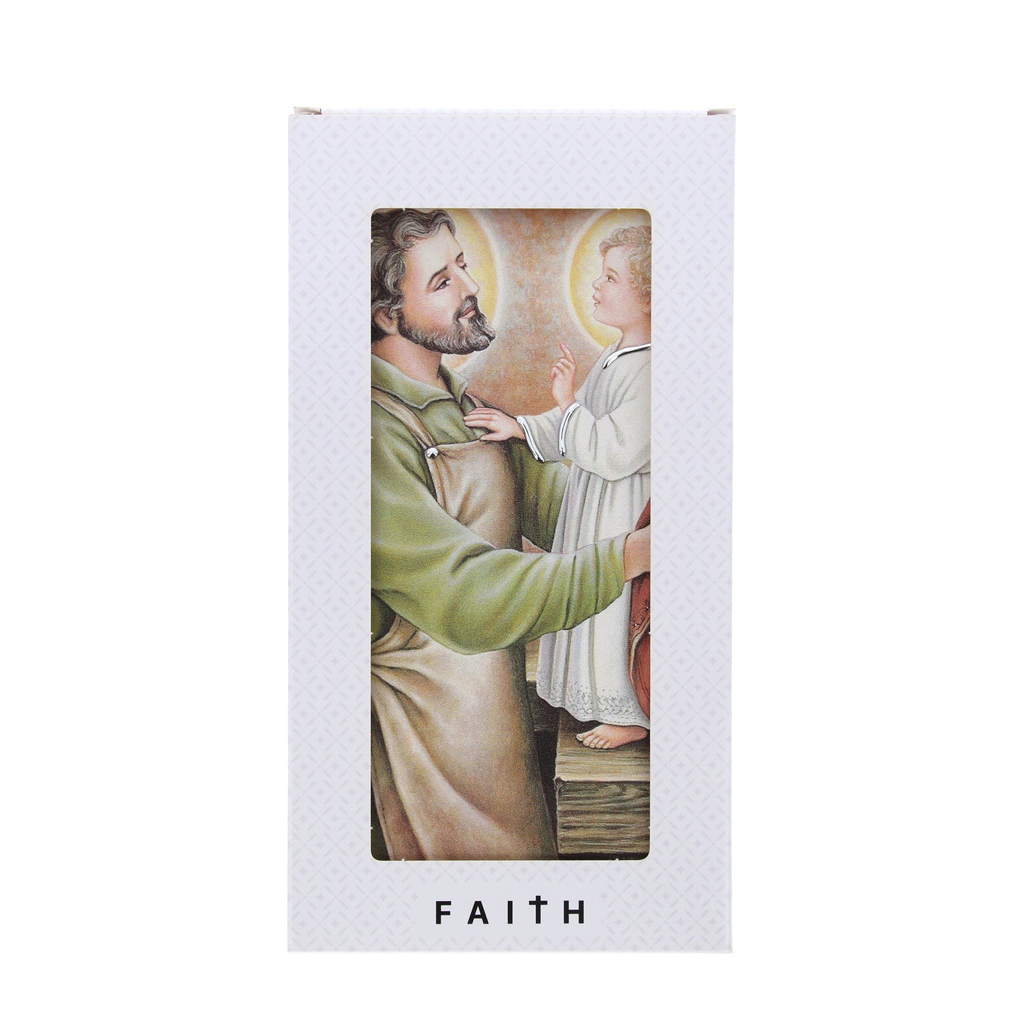 Quadro in legno San Giuseppe con dettagli argentati. Dimensione 9x18 cm