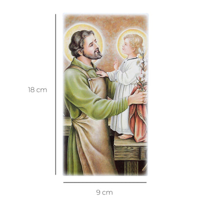 Quadro in legno San Giuseppe con dettagli argentati. Dimensione 9x18 cm