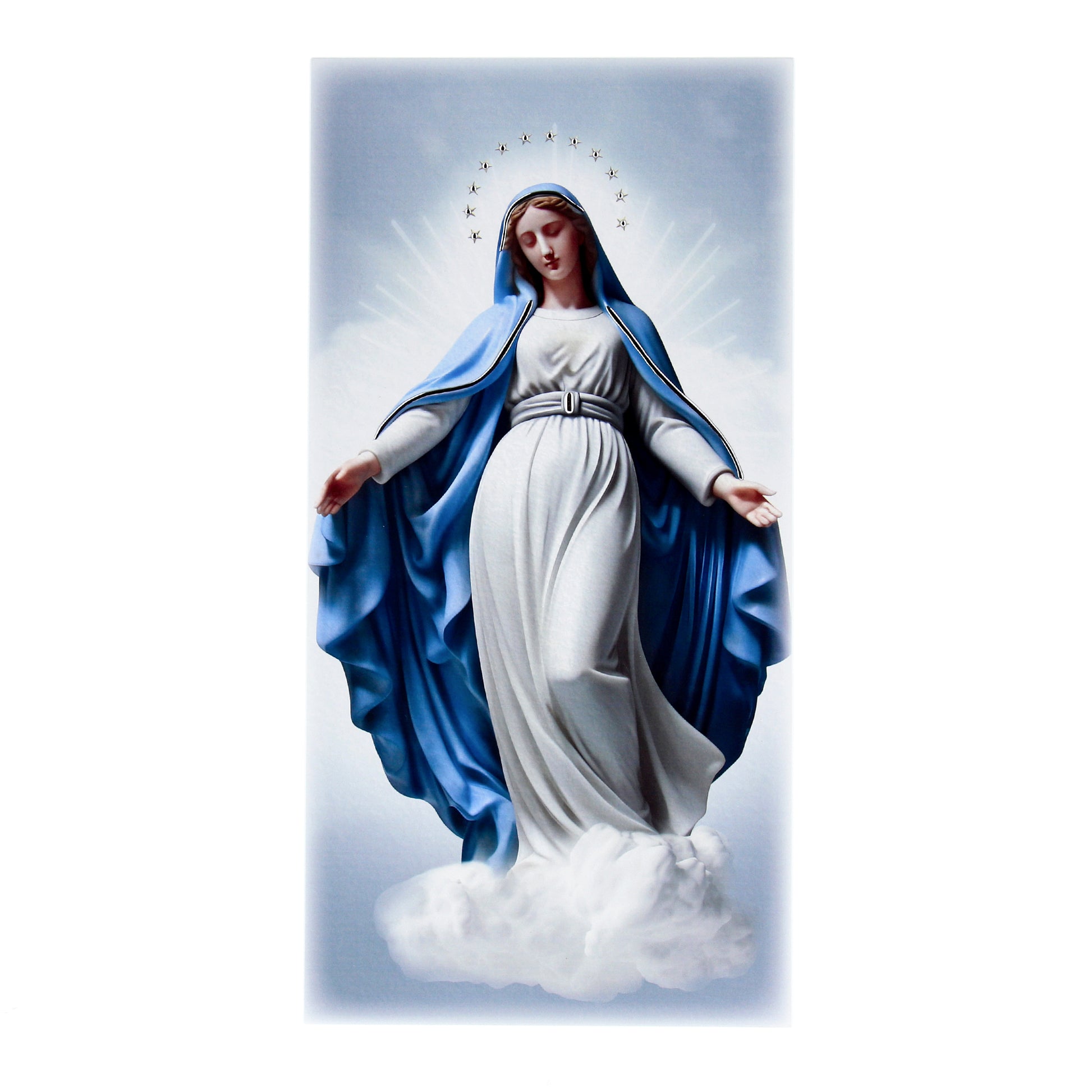 Quadro in legno Madonna con dettagli argentati. Dimensione 18x36 cm