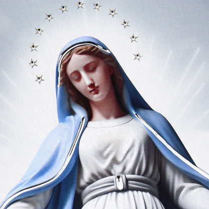 Quadro in legno Madonna con dettagli argentati. Dimensione 18x36 cm