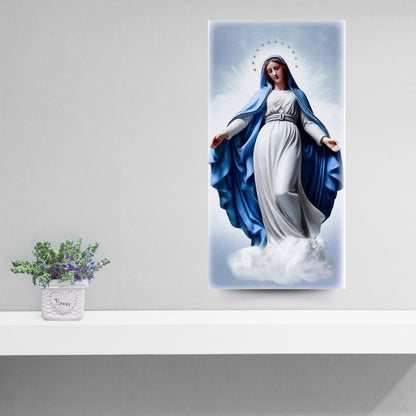 Quadro in legno Madonna con dettagli argentati. Dimensione 18x36 cm
