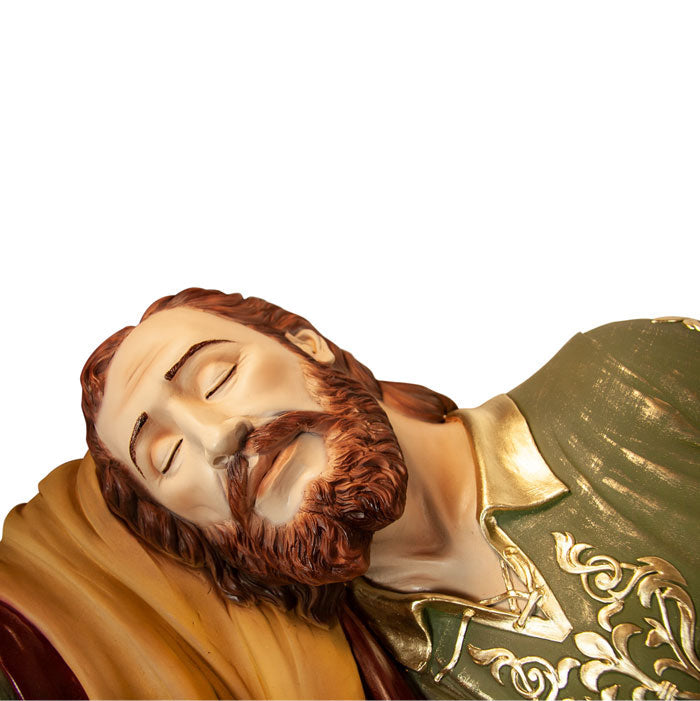 Statua san Giuseppe dormiente, in polvere di marmo colorata. Larghezza 1 m