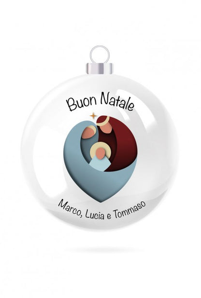 Pallina di Natale in porcellana bianca da personalizzare. Diametro 8 cm