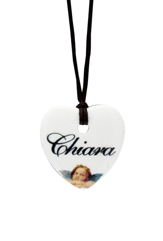 Ciondolo cuore in ceramica da personalizzare. Altezza 2,5 cm