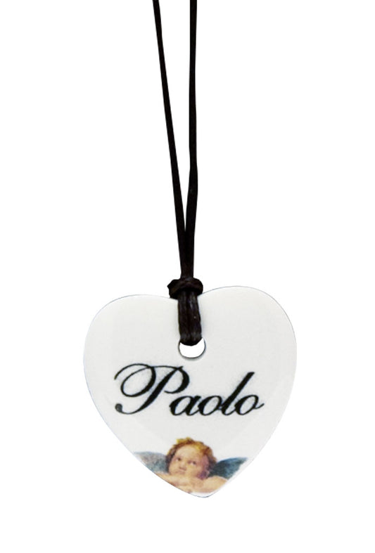 Ciondolo cuore in ceramica da personalizzare. Altezza 2,5 cm