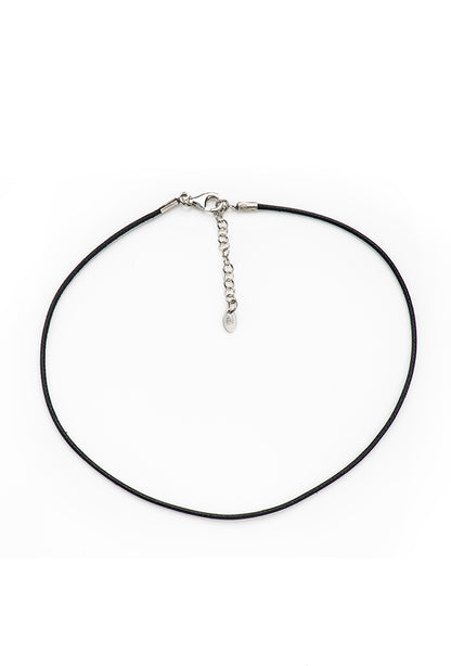 Collana bimbo in corda cerata e argento 925 rodiato    lunghezza cm. 31+3