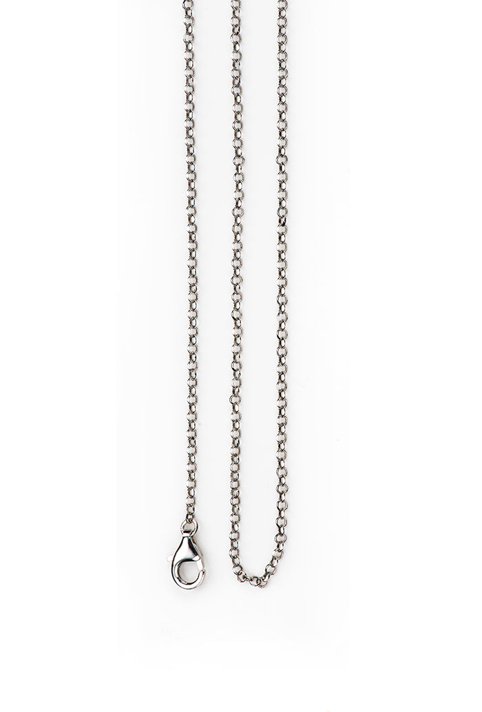 Catenina "rolò diamantata" in argento 925 rodiato. Lunghezza cm. 42+3