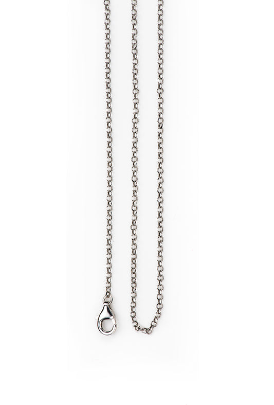 Catenina "rolò diamantata" in argento 925 rodiato. Lunghezza cm. 42+3