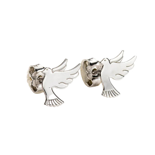 Orecchini Colomba in argento 925 rodiato. Dimensioni 1,5x1,5 cm