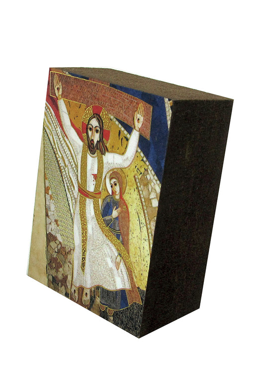 Icona "Crocifissione" in legno. Dimensioni 4,7x6,3 cm